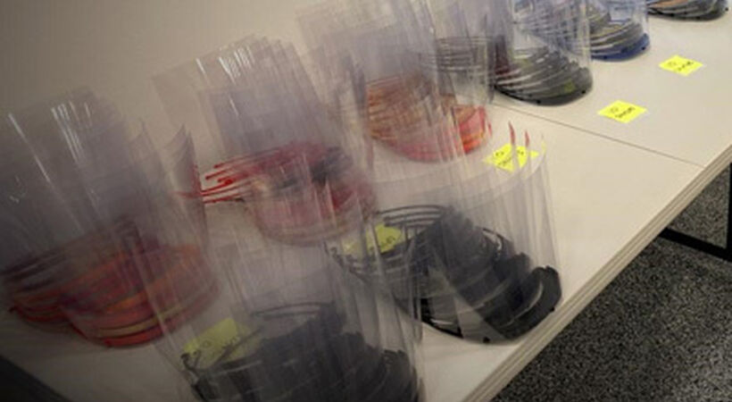 O-I and Stoelzle are among glassmakers which have made face shield holders (Photo:Robex)