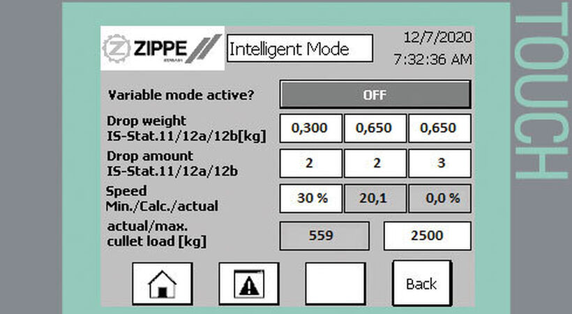 Status display of the intelligent scraper control ZMART