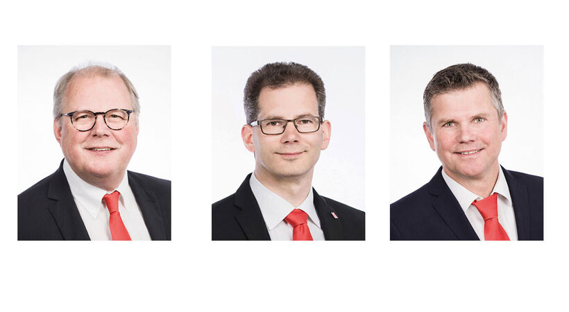 Dirk Pörtner (left) has retired after more than 40 years in the glass industry. Jens Langer (CCO) (middle) and Achim Prange (CTO) (right) will take over Mr Pörtner's tasks.