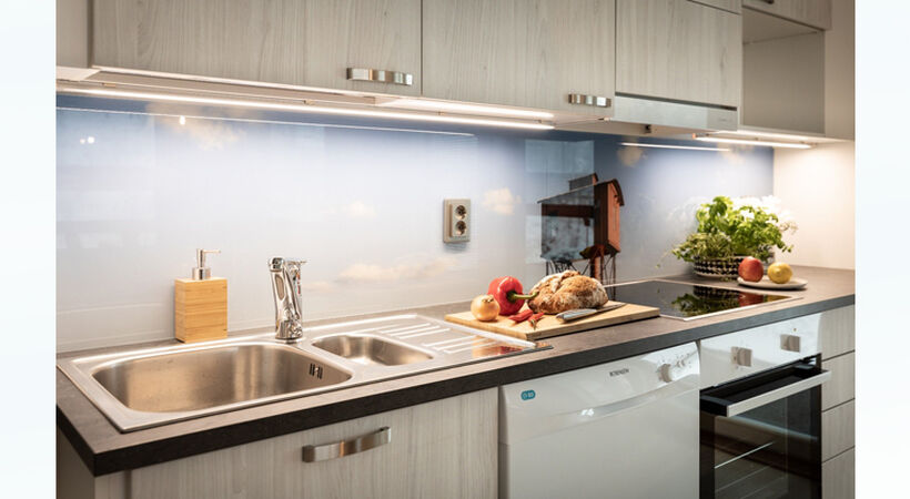 Pilkington's anticorrosive glass has a wide range of applications, such as the back plates against cooking surfaces in kitchens.