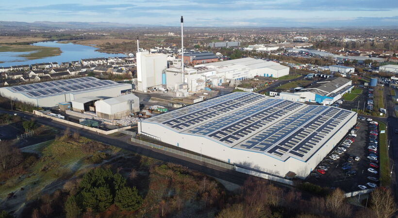 The new rooftop solar installation at AGP-Irvine, Scotland, UK.