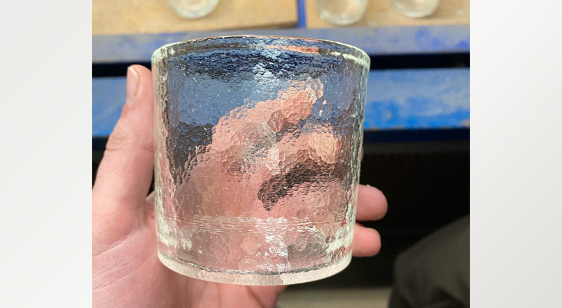 A LionGlass cup produced during Penn State University’s trial with Bormioli Luigi.