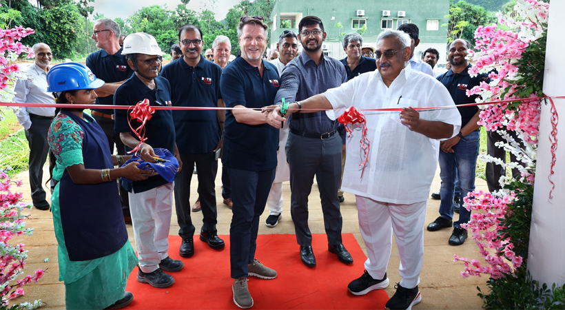 A ribbon-cutting ceremony was held at the Visakhapatnam site. In attendance was Andreas Pfneiszl (centre), Speaker of the Rath Group’s Executive Board, and Dr R V Raju (centre, far right), part of the Rath Avanee Management Team. (Image copyright: Rath.)